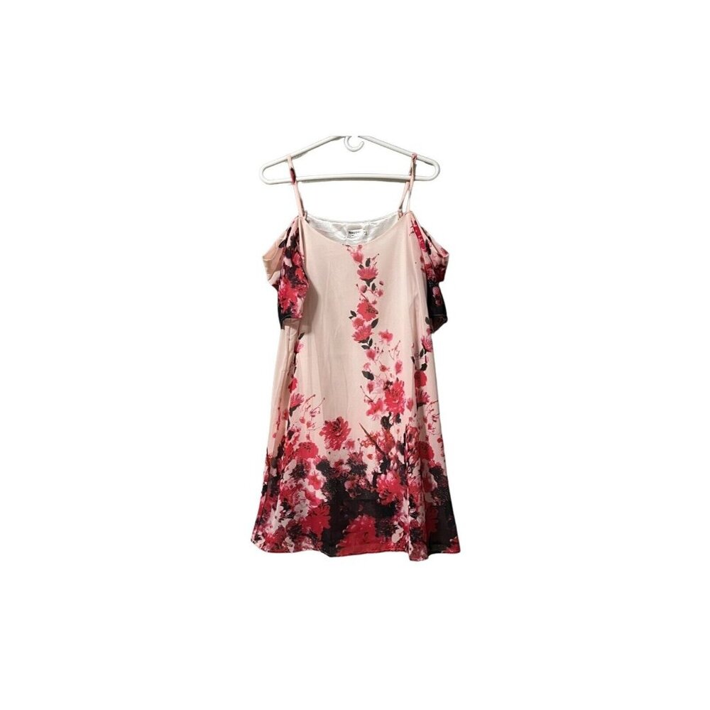 Naggoo Womens Pink Floral Mini Dress Size Medium Floral Beach Party Wedding